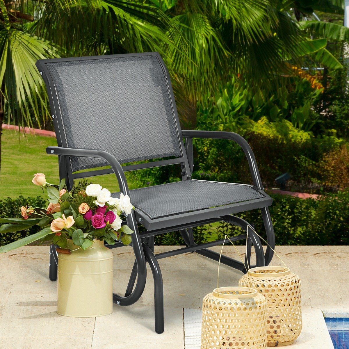 Glider Rocking Garden Chair-Black