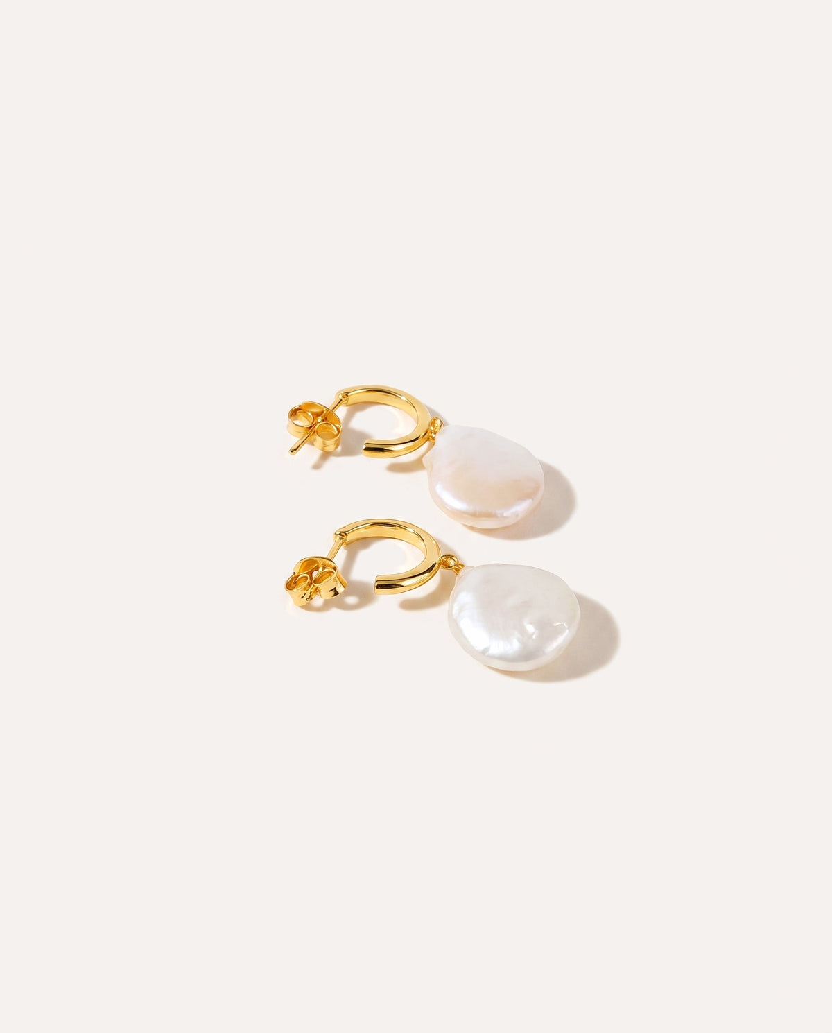 Open Back Flat Pearl Earrings