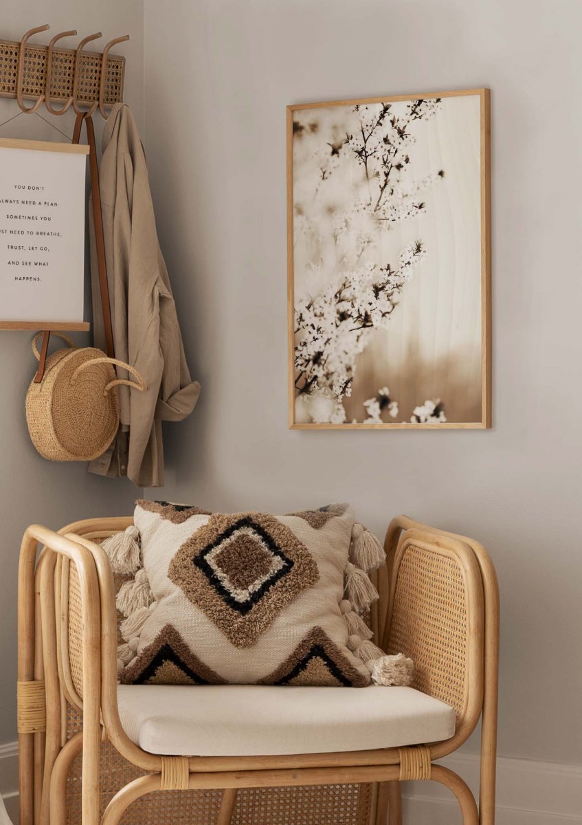 White Cherry Blossom Poster