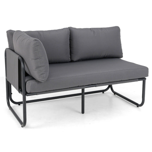 Patio Loveseat Sofa Couch with Removable Pillows and Seat Cushion-Grey
