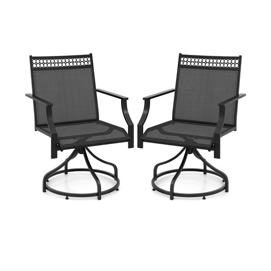 Patio Swivel Dining Chairs Set of 2 with Quick-Drying Fabric-Grey