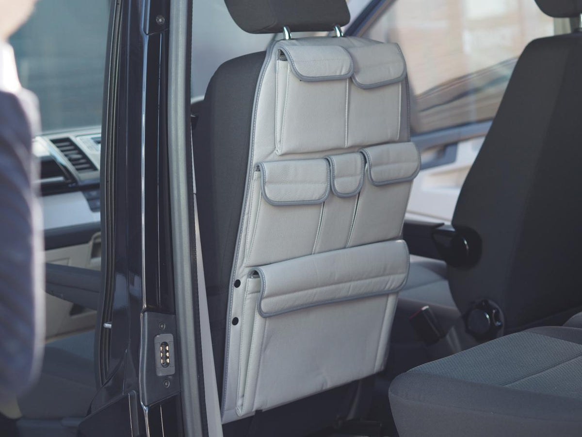 For VW T5 & T5.1 Transporter Leatherette Captain Seat Back Organiser Campervan Storage - Van-X