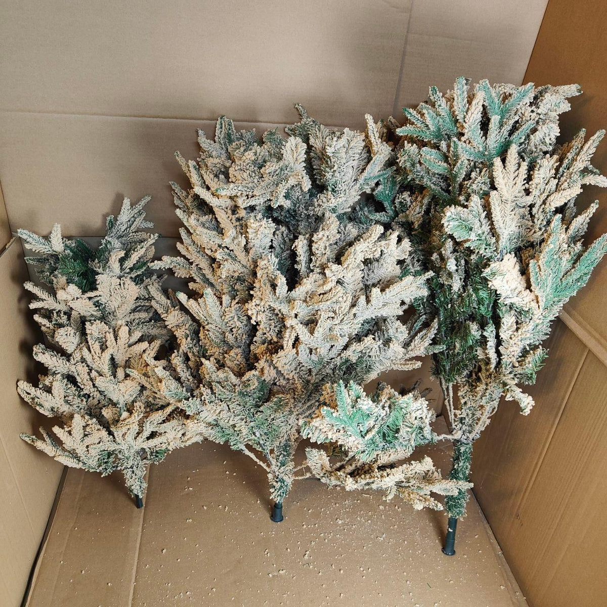 Artificial Christmas Tree 7.5ft 230cm Brown Flocked Metal Stand KI Store