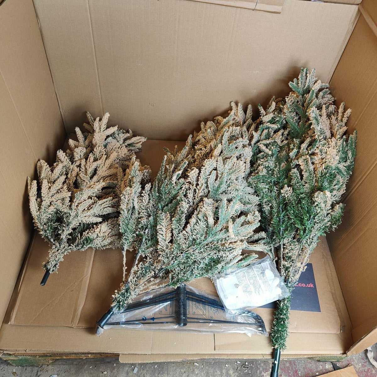 Artificial Christmas Tree 7.5ft 230cm Brown Flocked Metal Stand KI Store