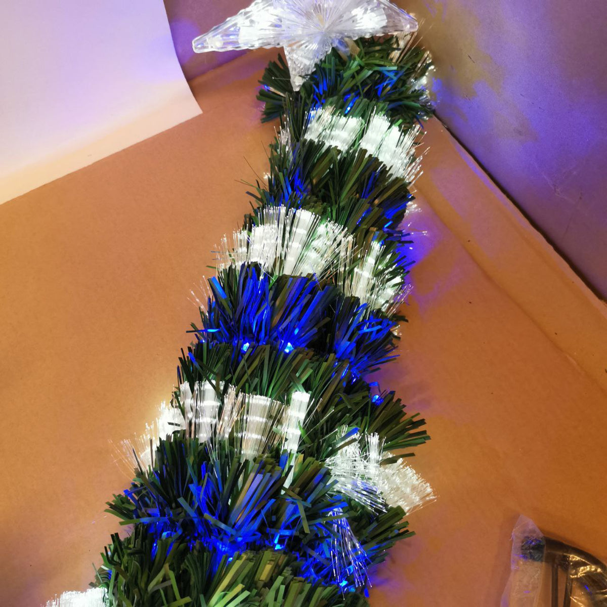 Fibre Optic Christmas Tree 6ft Pre Lit 250 LED Artificial Xmas Tree Asinse