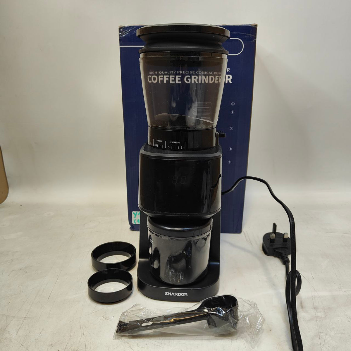 Conical Burr Coffee Grinder Digital Timer 31 Settings Electric Black SHARDOR