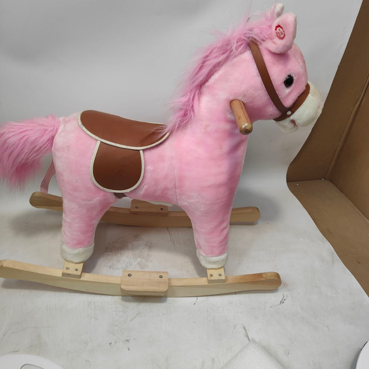 Kids Rocking Horse Plush Ride On Toy Sound Moving Mouth 3-6 years HOMCOM