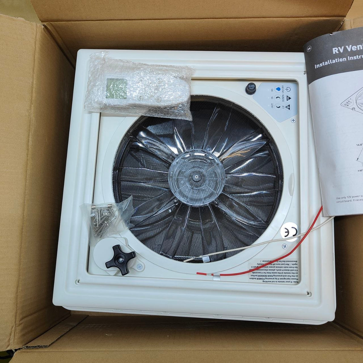 Caravan Roof Vent Fan 40x40cm Rain Sensor 10 Speed Remote Ventilation