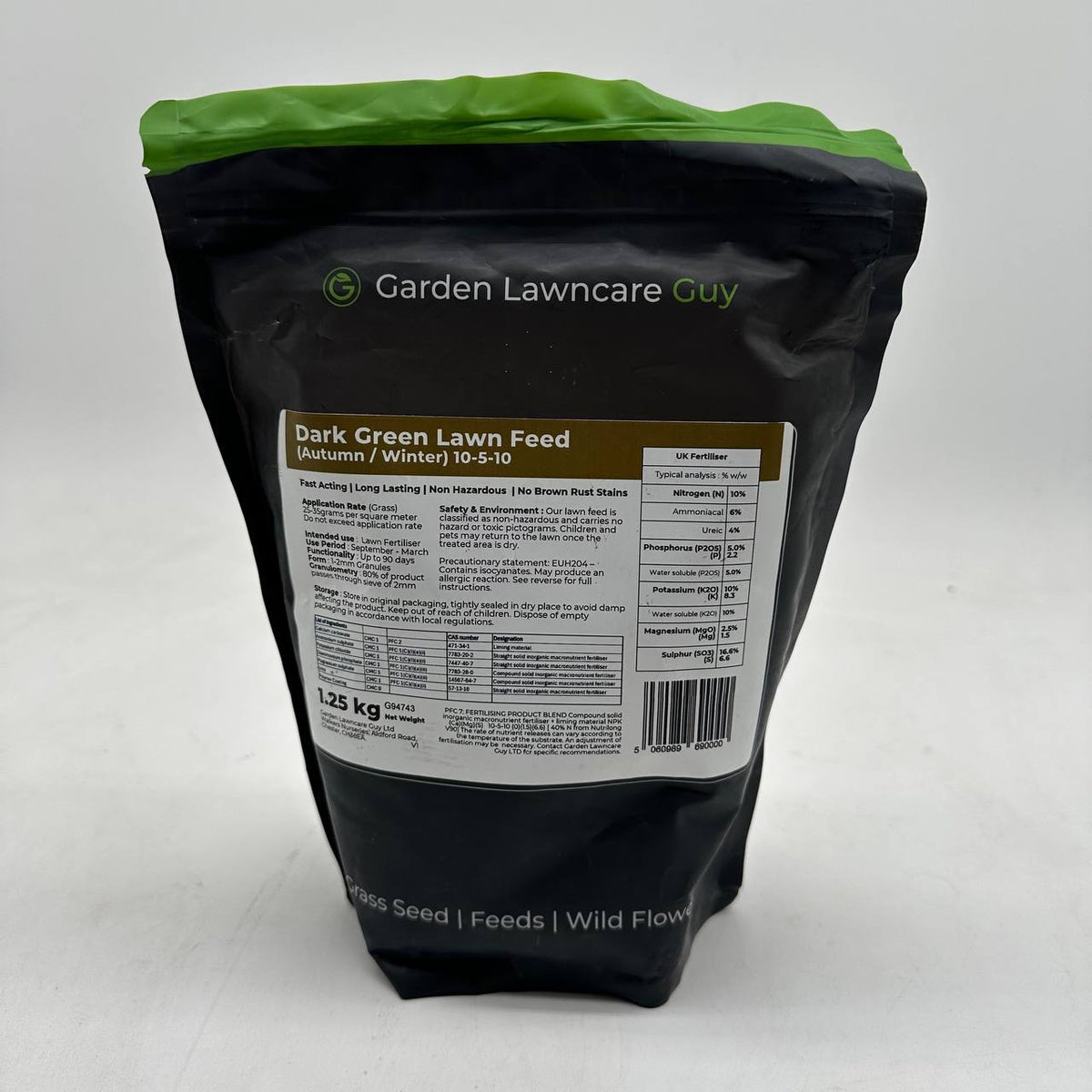 Lawn Feed Autumn Winter Grass Fertiliser 1.25kg Dark Green Lawn Treatment Garden