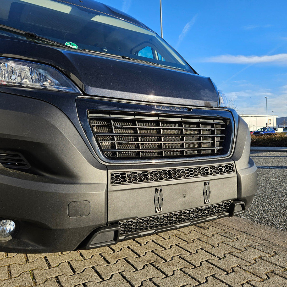 For Fiat Ducato Bumper Honeycomb Grille | Matte Black Front Styling Upgrade | Non Parking Sensor Version | Van-X