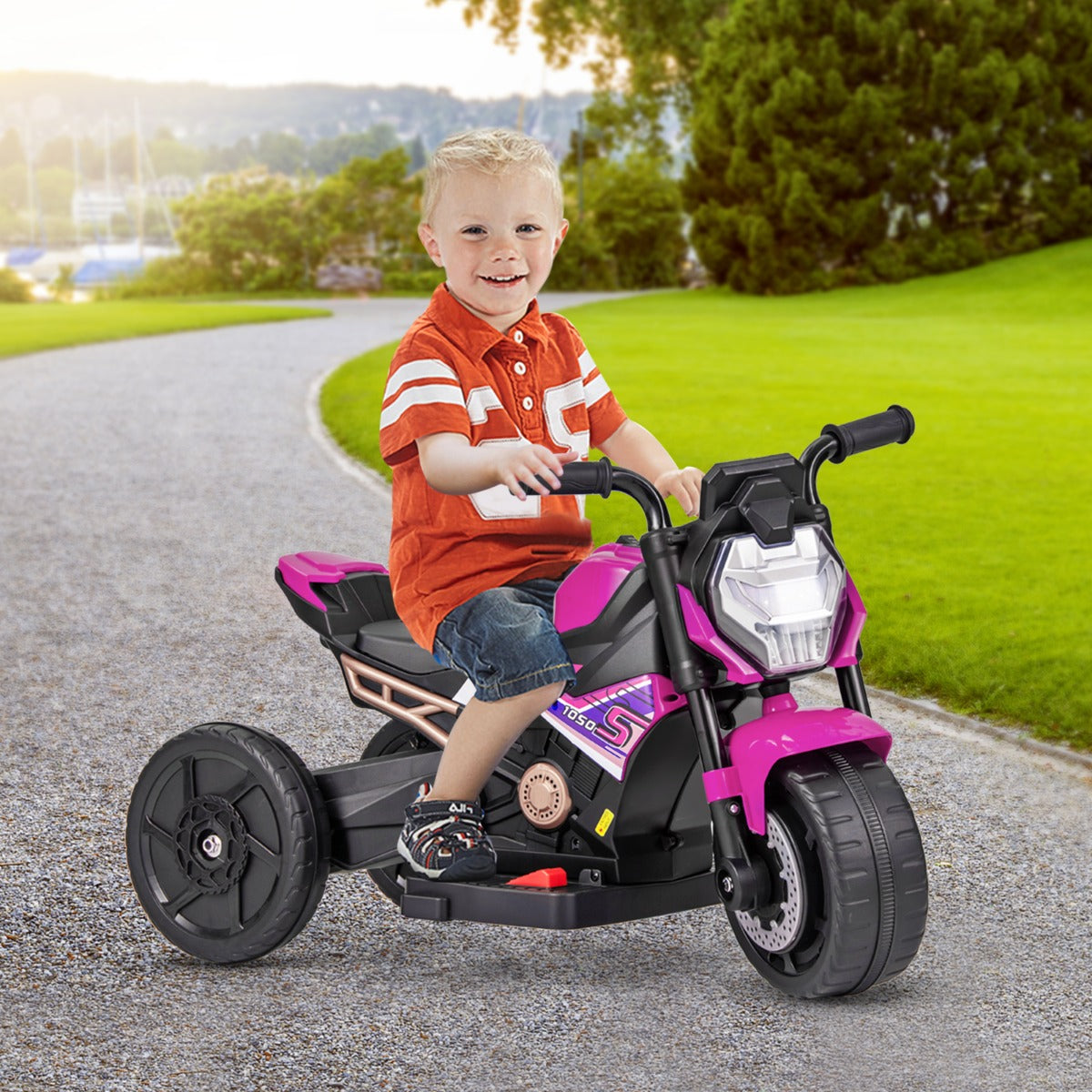 6V Kids Ride-on Motorcycle with 2-wheel/3-wheel Conversion & Detachable Training Wheels-Blue