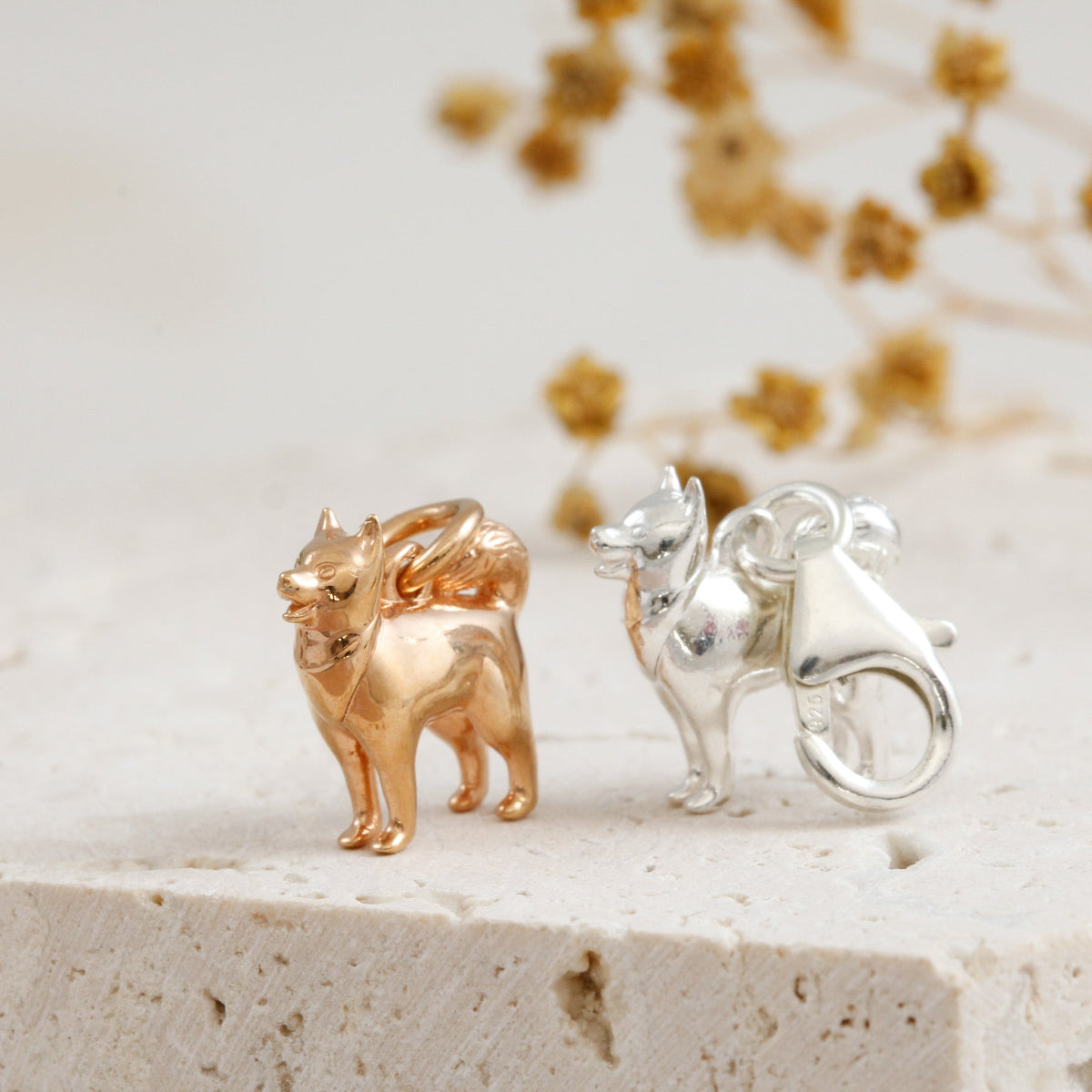Pomsky Silver Dog Charm