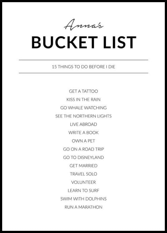 Bucket List Personal Poster