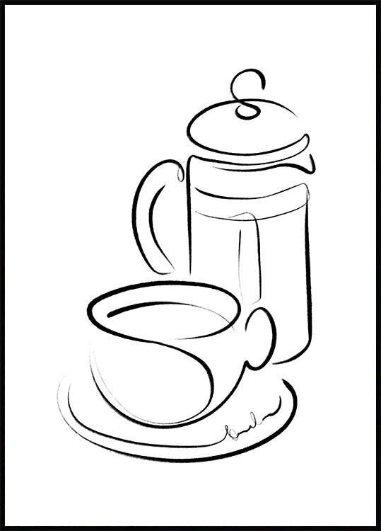 Coffee Line Art Poster
