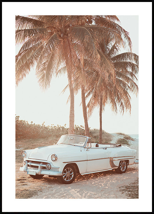Retro Car on Beach Poster