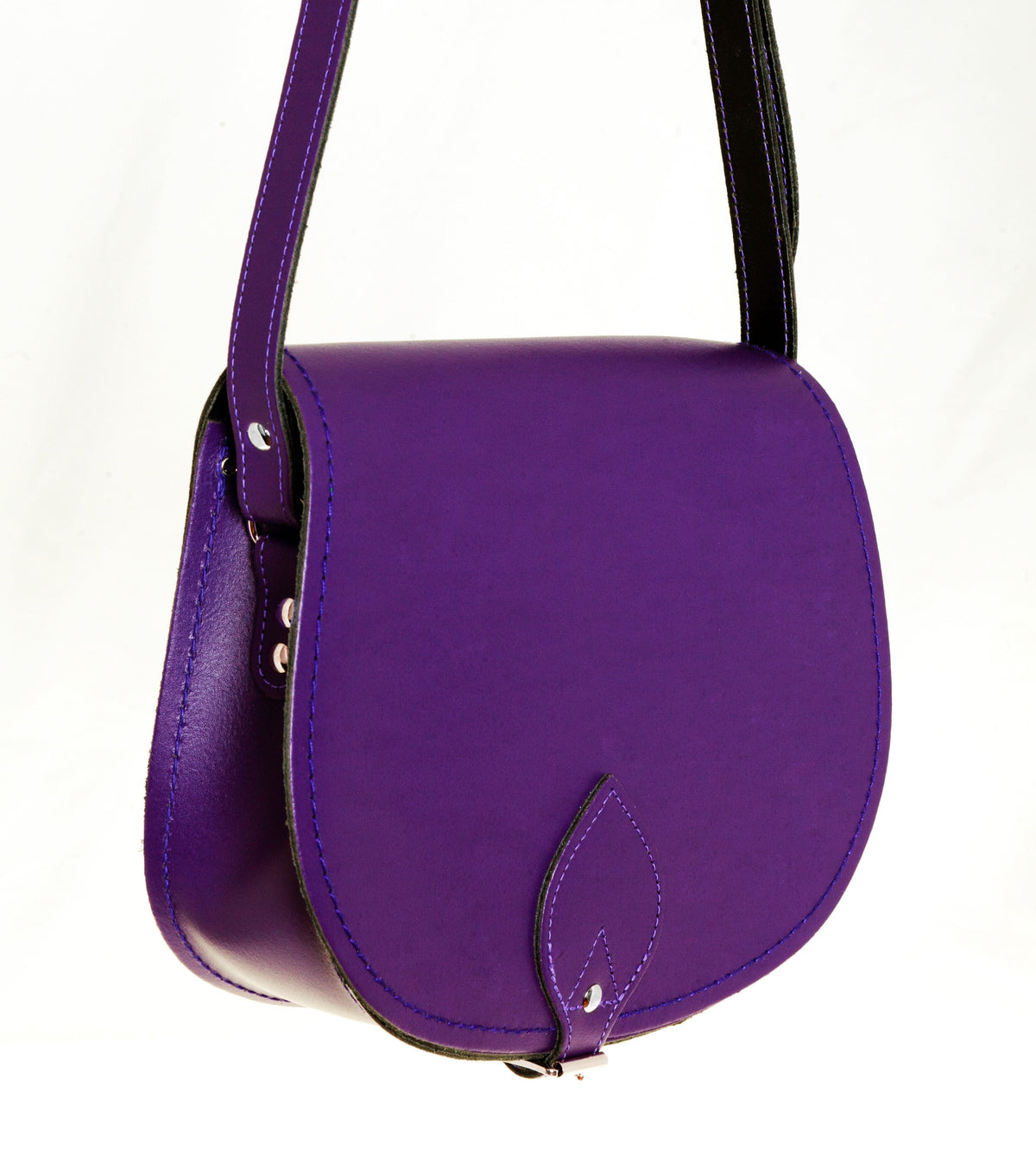 Handmade Leather Saddle Bag - Purple