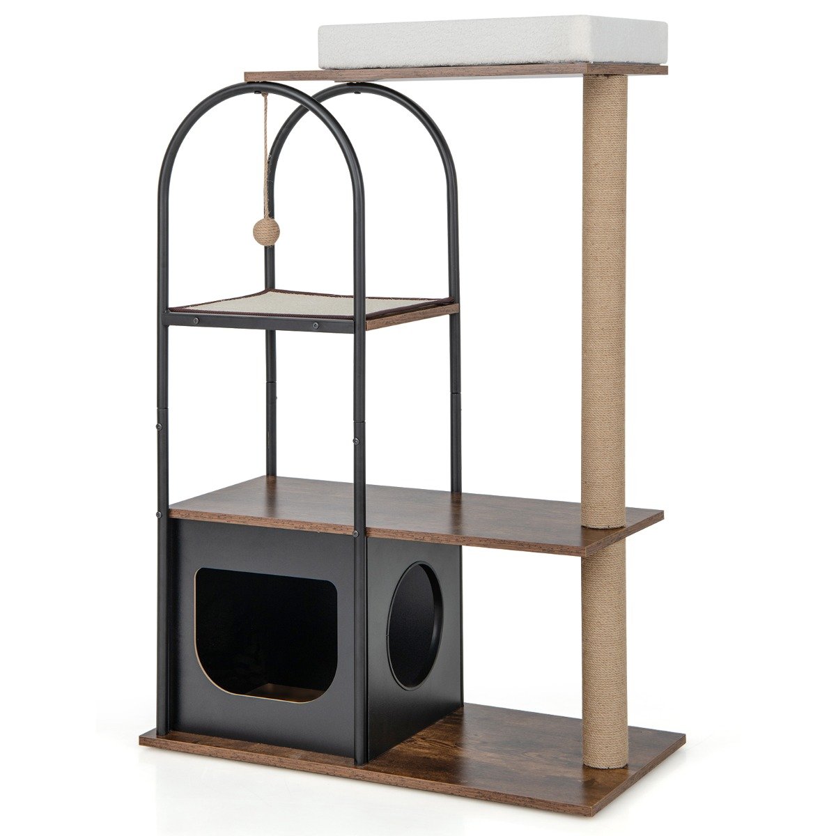118 cm Tall Cat Tree Tower with Metal Frame-White