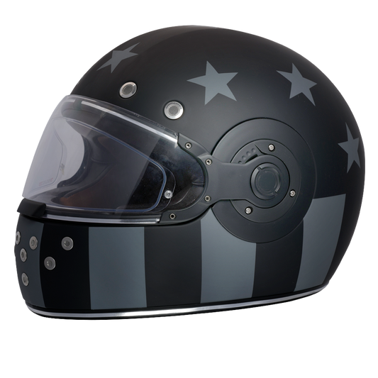DOT & ECE Approved Daytona Retro Full Face Motorcycle Helmet: Vintage Style for Men, Women, & Youth - W/ Captain America Stealth