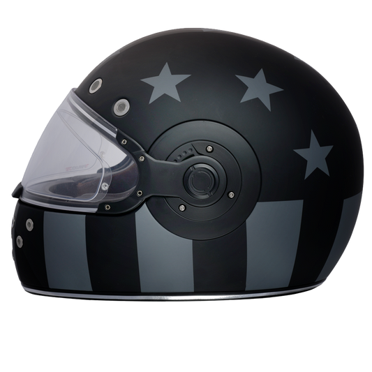 DOT & ECE Approved Daytona Retro Full Face Motorcycle Helmet: Vintage Style for Men, Women, & Youth - W/ Captain America Stealth