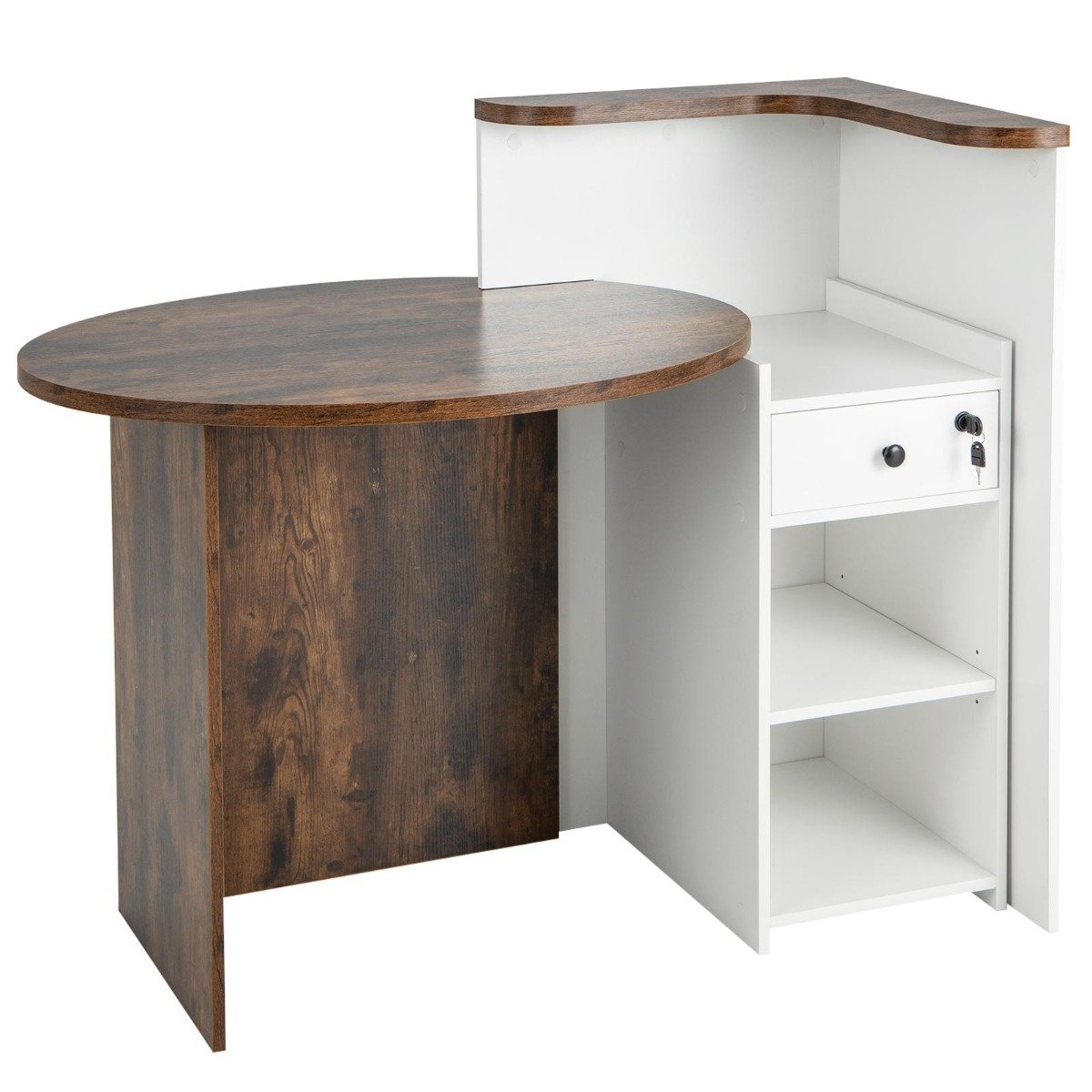 Reception Desk with Lockable Drawer and Adjustable Shelf for Office-Black