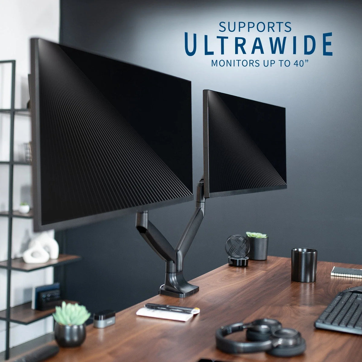 Dual Ultrawide Monitor Desk Mount 40 Inch Pneumatic Spring Arms Heavy Duty VIVO