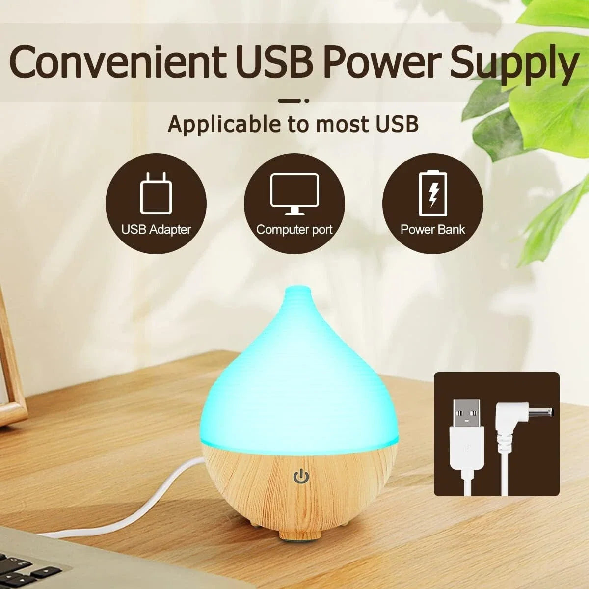 Essential Oil Diffuser Cool Mist Humidifier 3 Mode Aromatherapy Small VVFLED