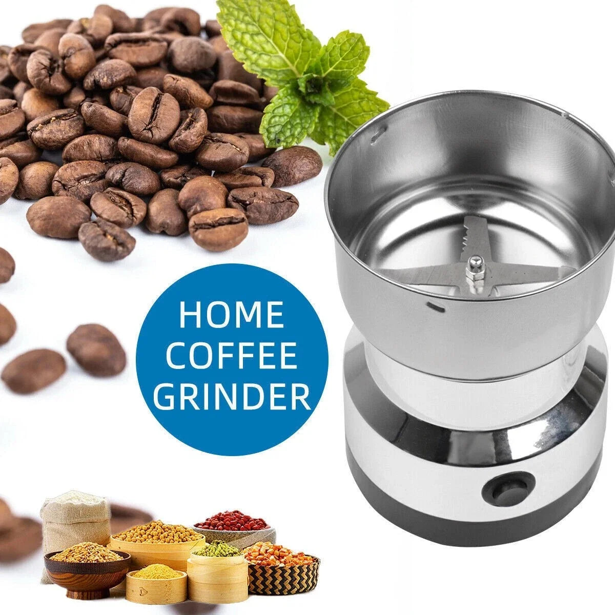 Electric Coffee Grinder – Stainless Steel Blade for Coffee Beans, Nuts & Spices (220V)