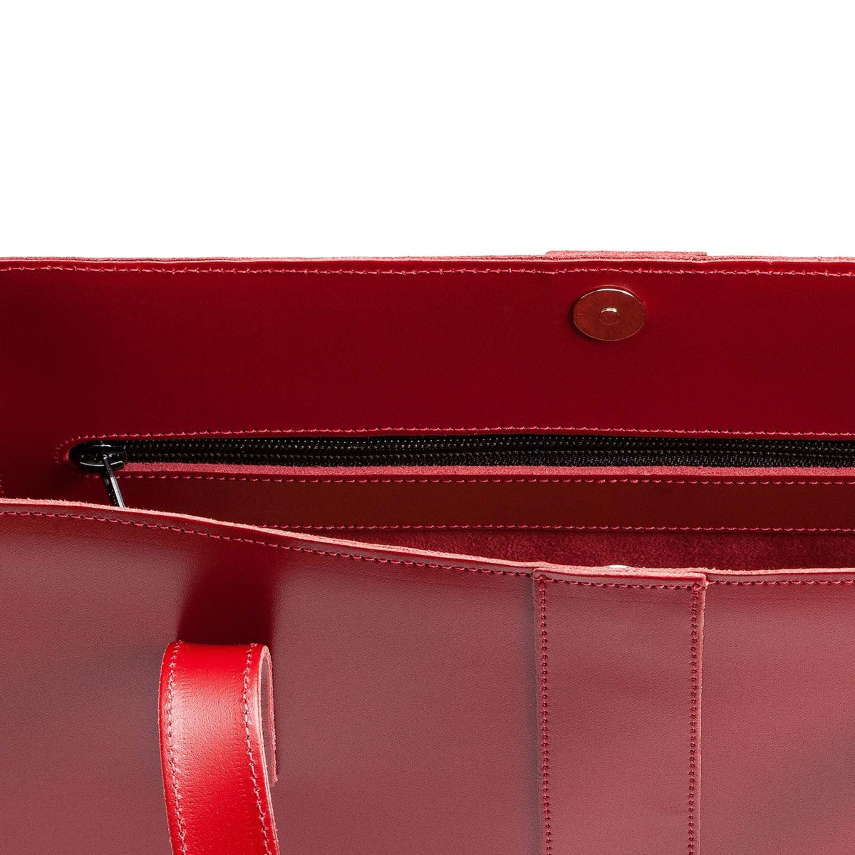 Zatchels Handmade Leather Shopper Tote Bag – Red