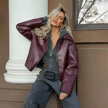 Vintage Moto-Style Leather Coat