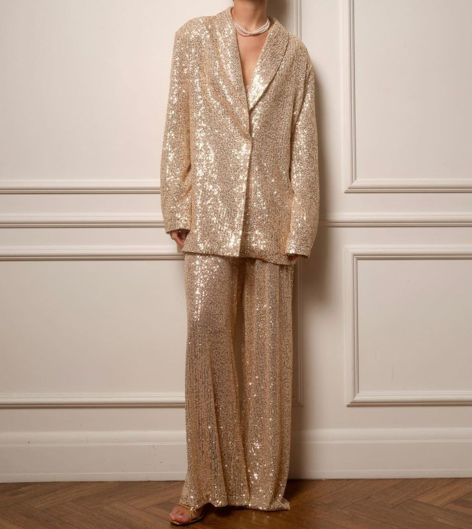 Elegant Sequin Top Pants