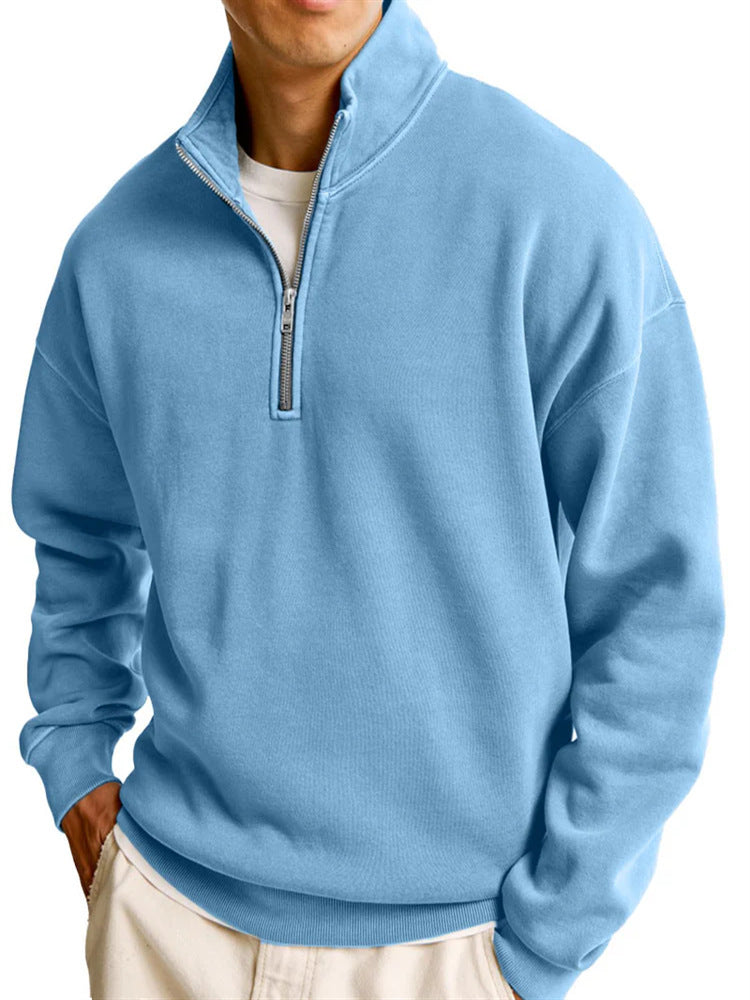 Half-Zip Stand Collar Long Sleeve Sweater
