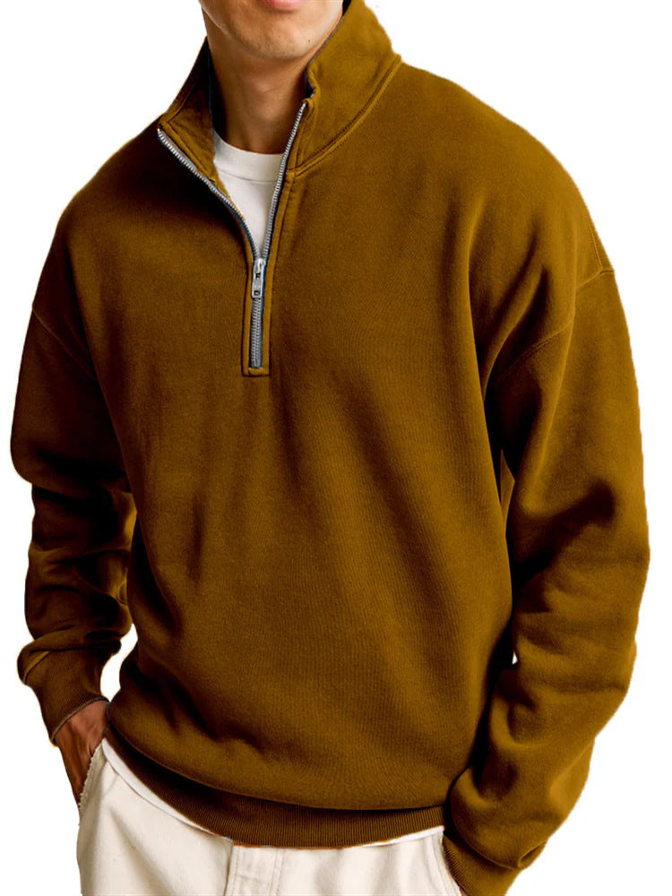 Half-Zip Stand Collar Long Sleeve Sweater