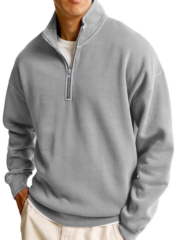 Half-Zip Stand Collar Long Sleeve Sweater