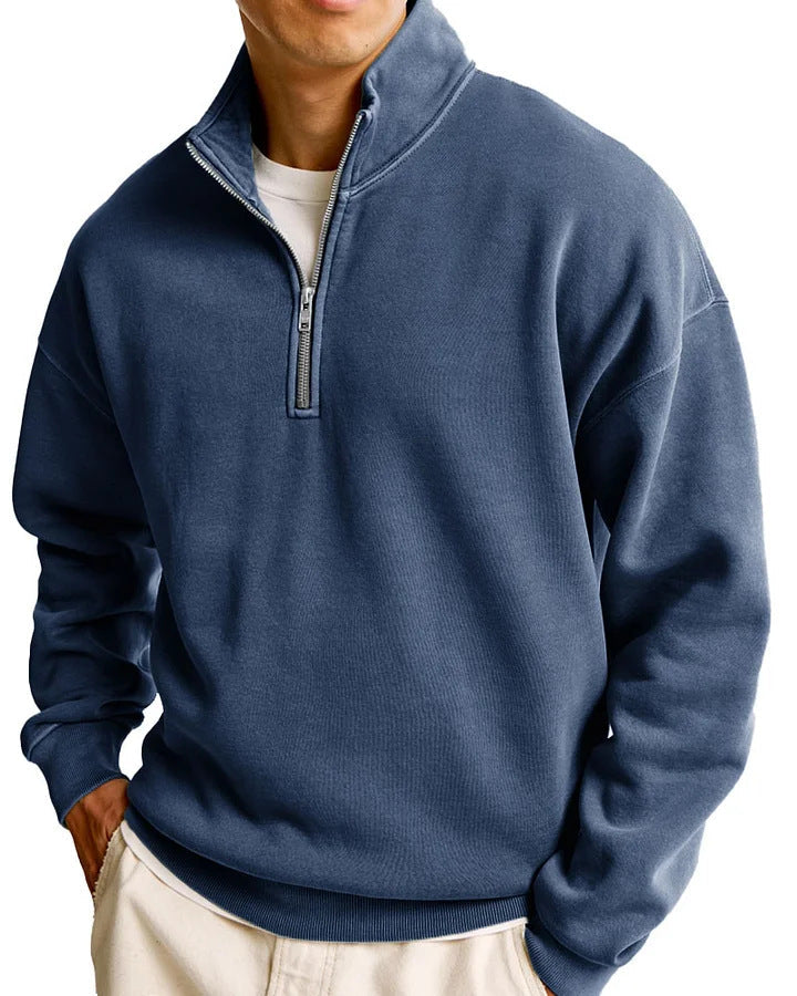 Half-Zip Stand Collar Long Sleeve Sweater