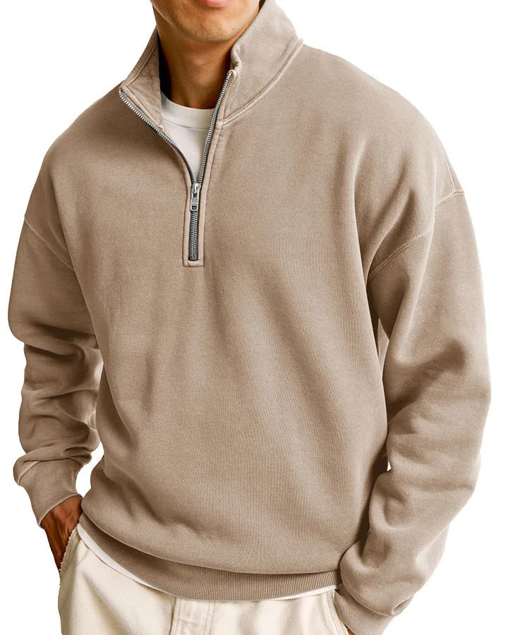 Half-Zip Stand Collar Long Sleeve Sweater