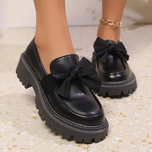 Bow Platform Leather Shoes