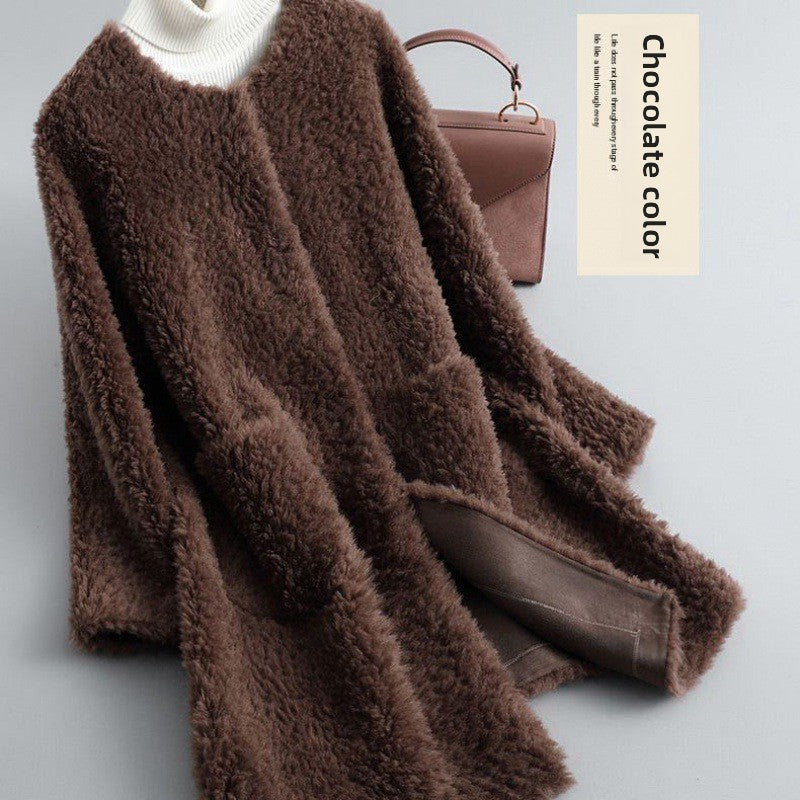 Particulate Sheep Sheared Fur Women'S Coat