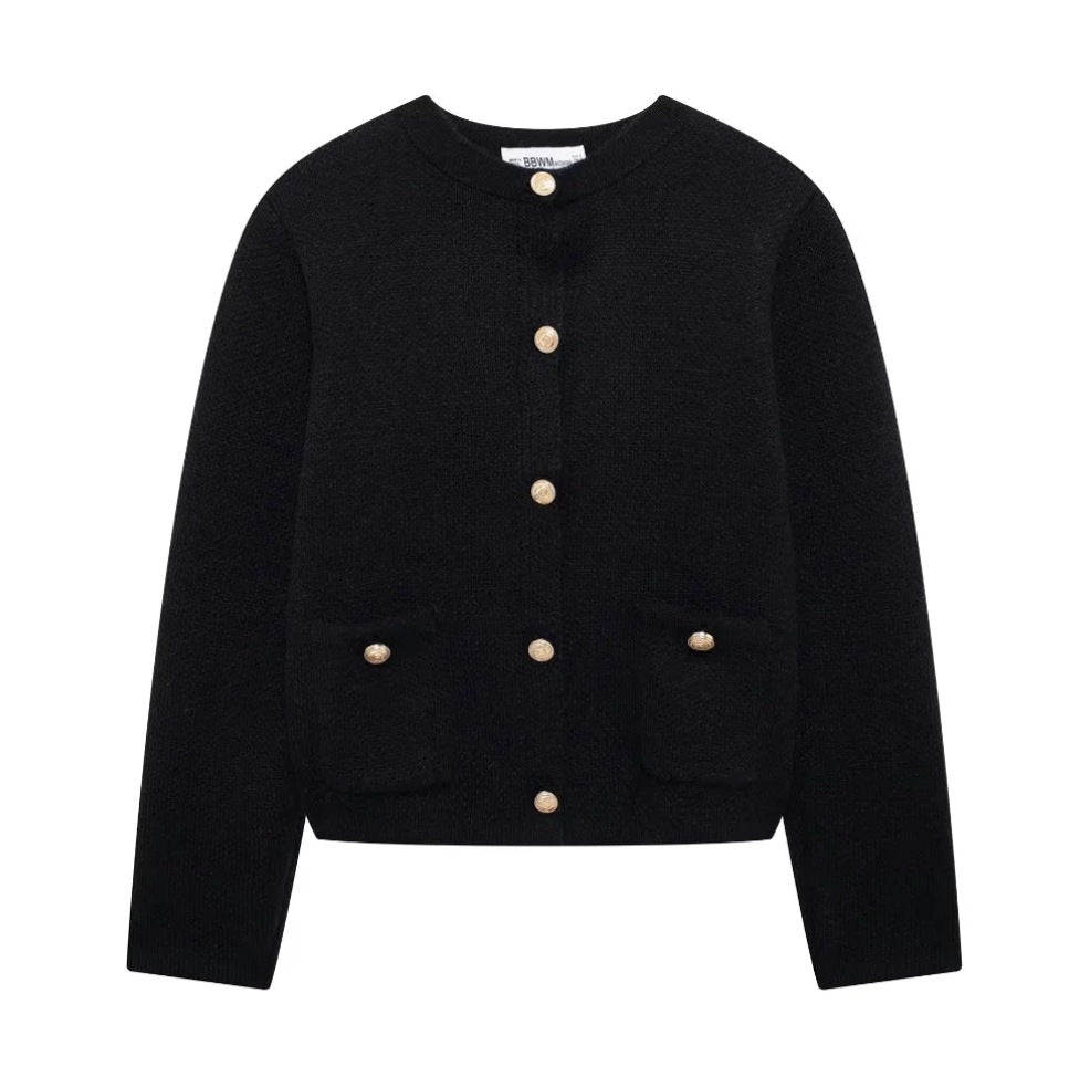 Gold Buckle Knit Coat