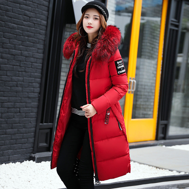 Long Fur Collar Cotton-Padded Jacket