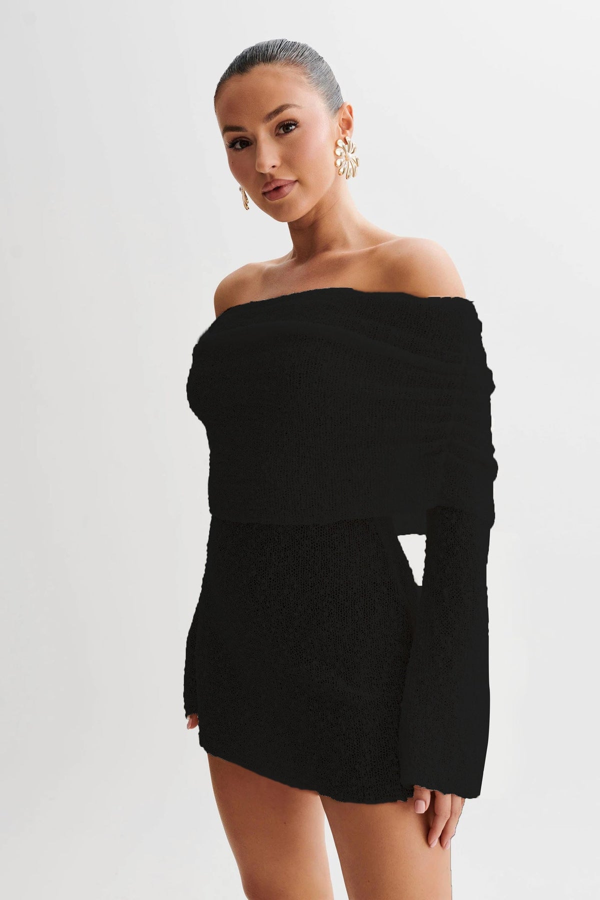 Knitted off-shoulder dress