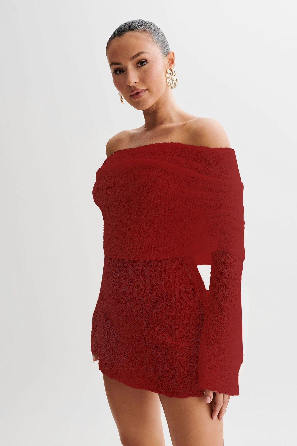 Knitted off-shoulder dress