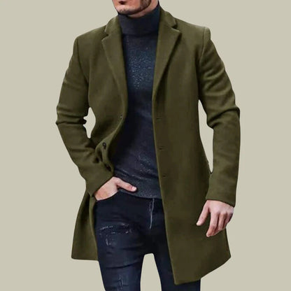 Solid Color Warm Men'S Woolen Coat