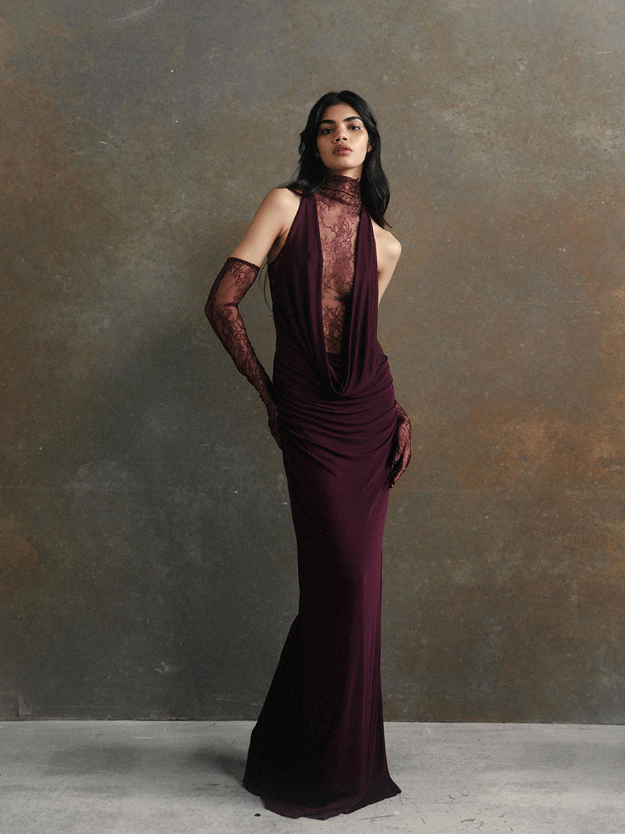 Sexy Deep V Pleated Evening Gown