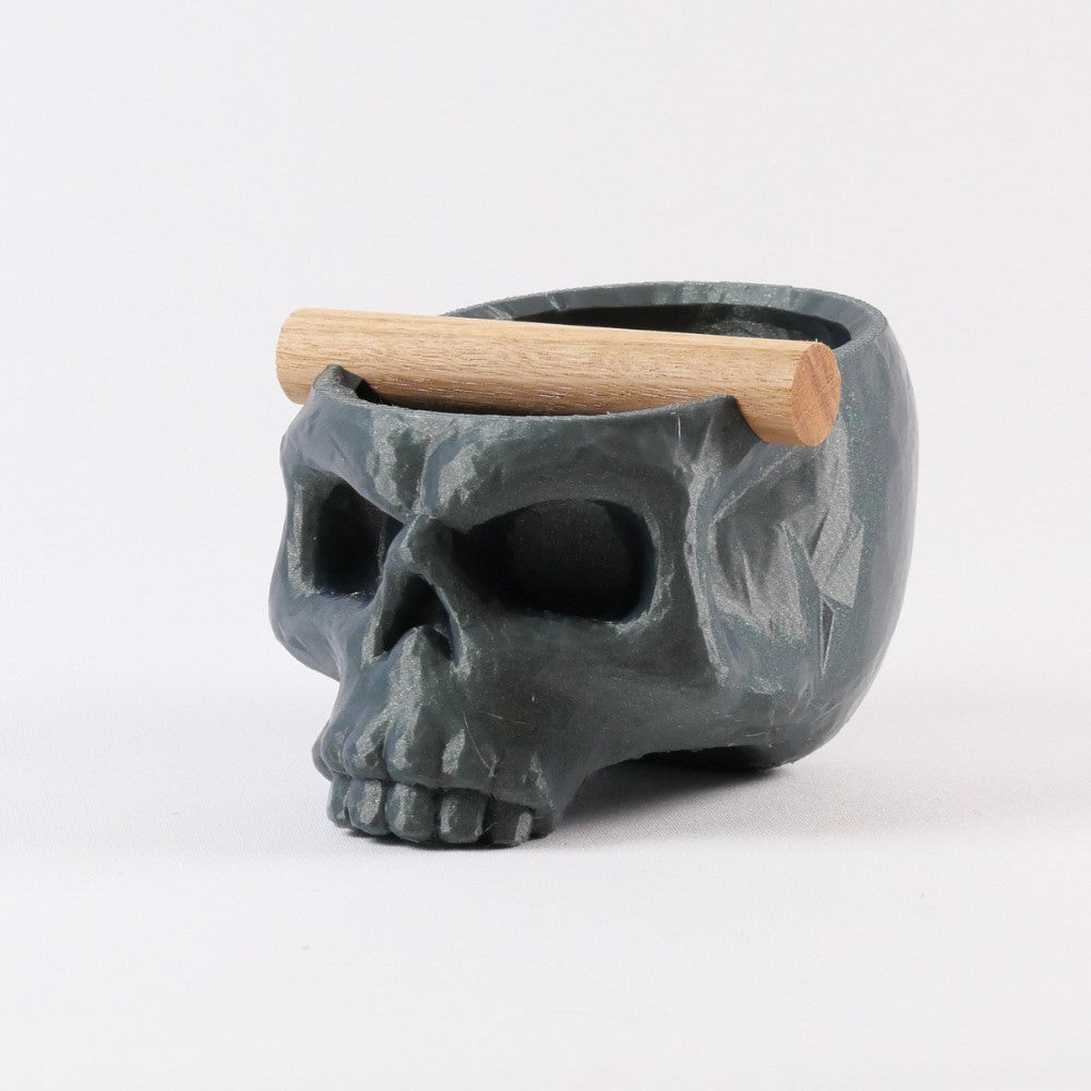 Gothic Skull Espresso Knock Box with Oak Bar