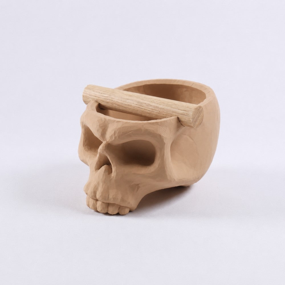 Gothic Skull Espresso Knock Box with Oak Bar