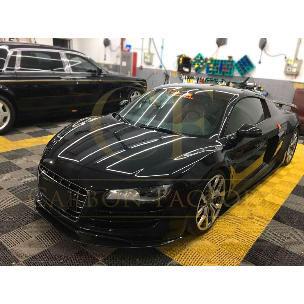 V Style Carbon Fibre Front Splitter for Audi R8 Gen 1 08-14