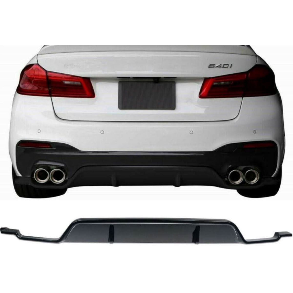 3D Style Gloss Black Rear Diffuser for BMW G30 G31 5 Series M Sport 17-24