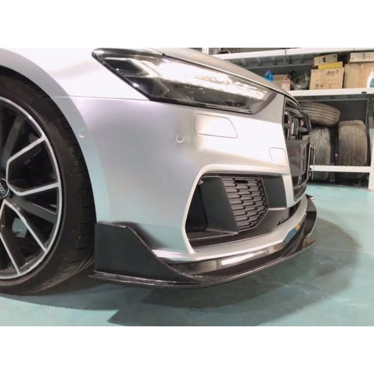 V Style Carbon Fibre Front Splitter for Audi 4K A7 S Line S7 19-22