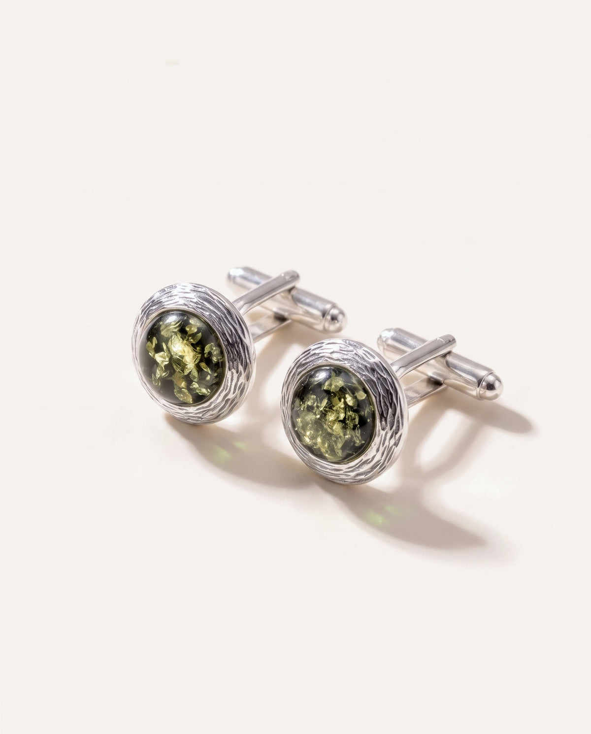 Textured Frame Green Amber Cufflinks