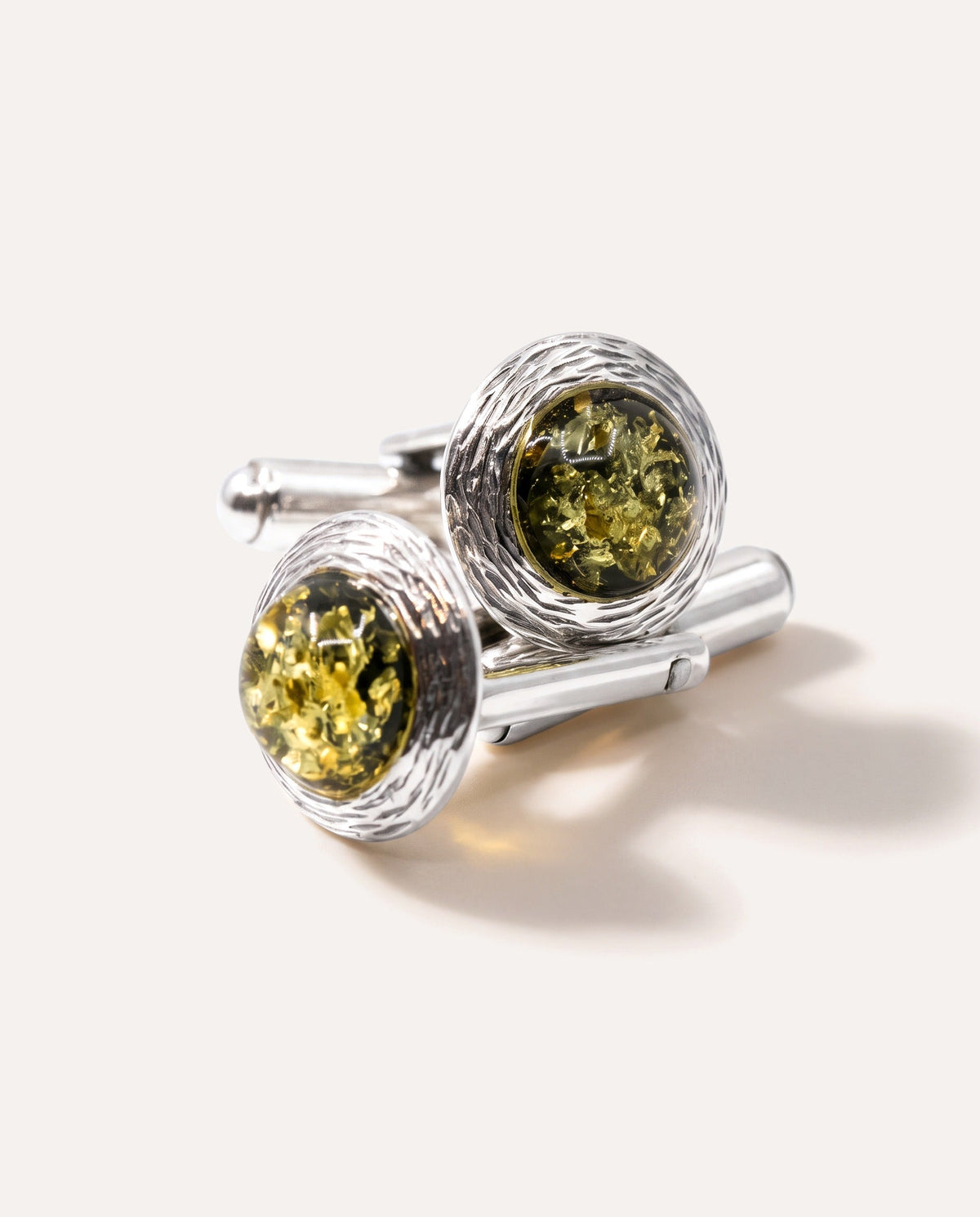 Textured Frame Green Amber Cufflinks